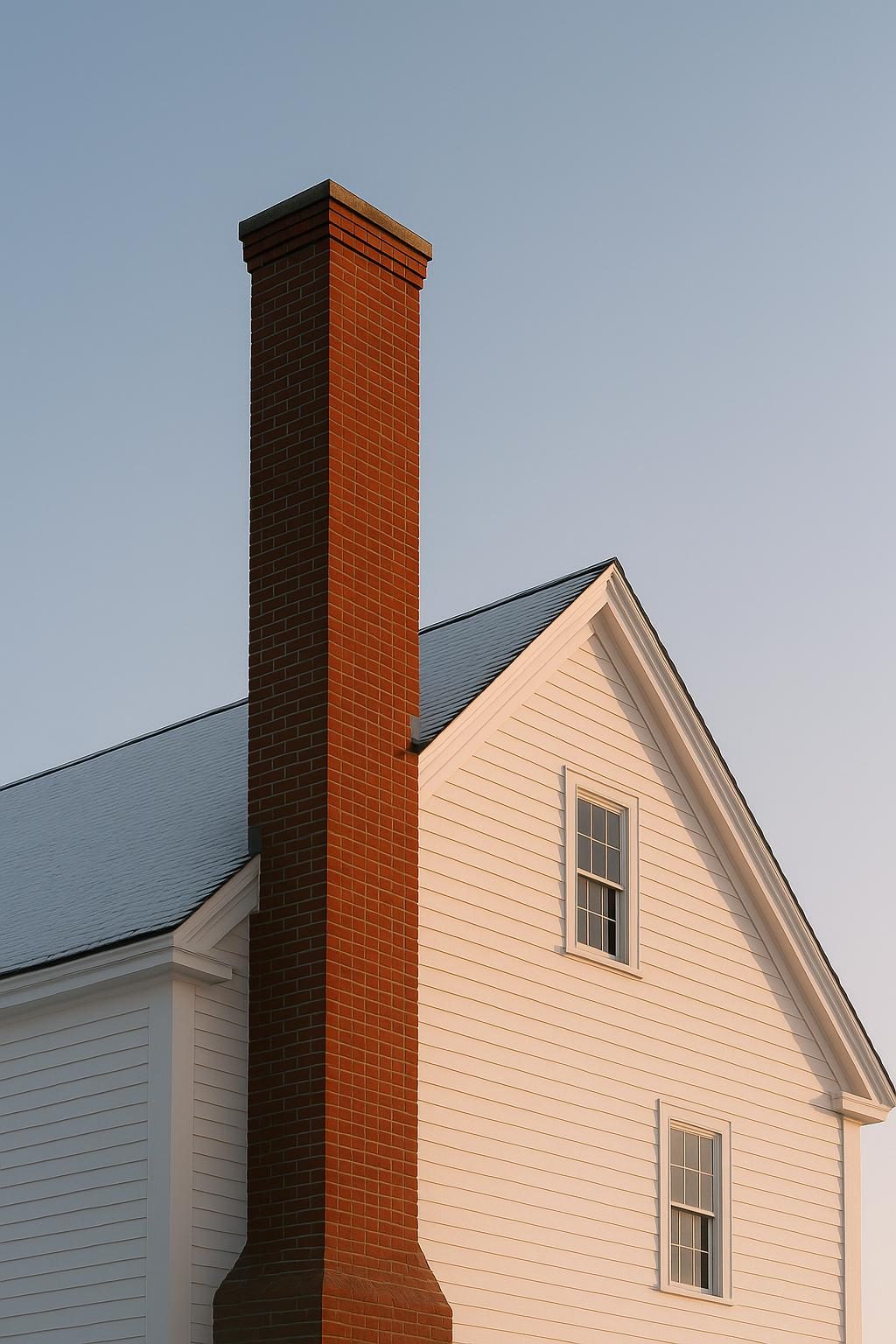 Brick chimney on a colonial house (illustration)